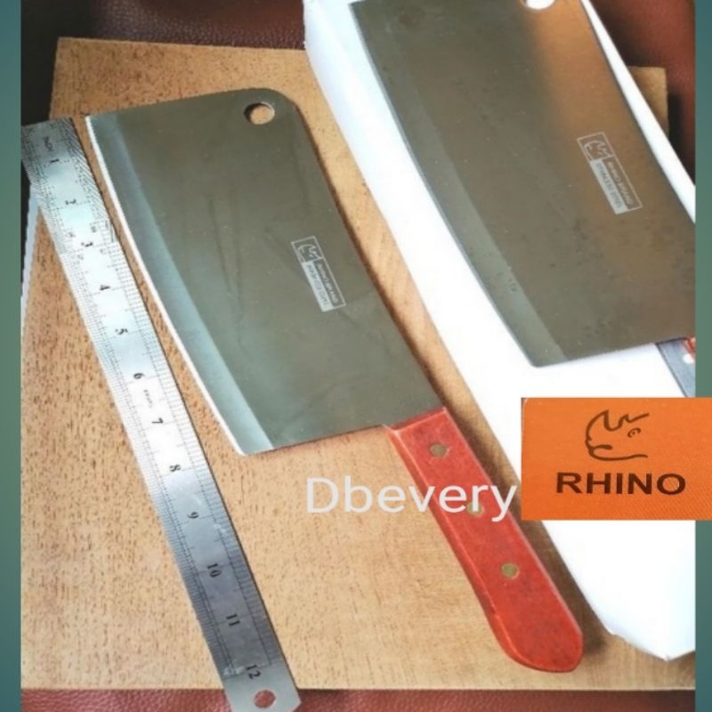 rhinoมีดปังตอ-8นิ้ว-มีดสับกระดูก-มีดสับไก่-ด้ามไม้-สแตนเลสอย่างดี-ไม่เป็นสนิม