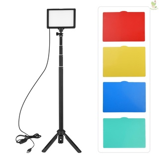 Andoer ไฟถ่ายภาพ ถ่ายวิดิโอ LED 120 ดวง USB 3200K-5600K หรี่ได้ 14 ระดับ ขาตั้ง 3 ขา ปรับความสูงได้ 148 ซม. 58 นิ้ว มีฟิลเตอร์ สีขาว สีแดง สีเหลือง สีเขียว และสีฟ้า สำหรับไลฟ์สตรีม