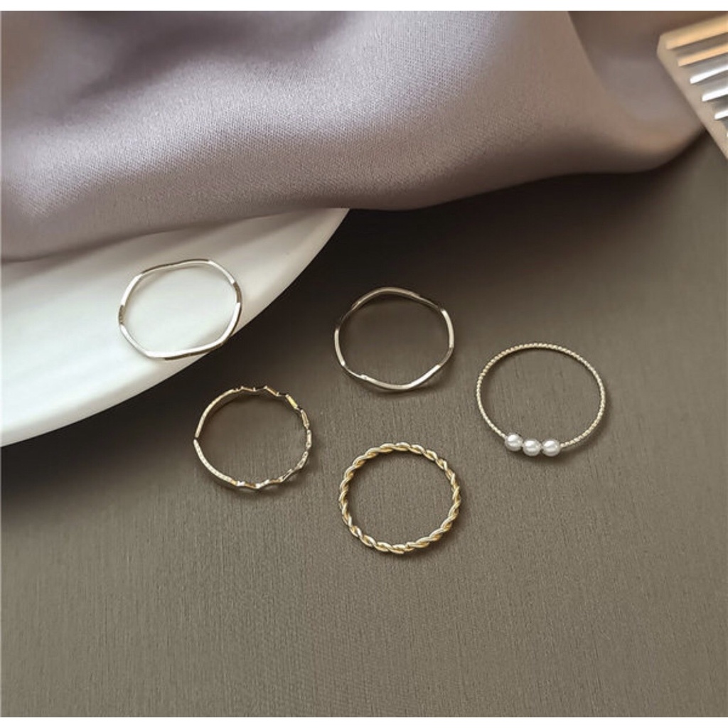แหวนสไตล์เกาหลี-แหวนเซทสีเงิน-แหวนแฟชั่น