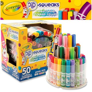 ʕ•́ᴥ•̀ʔ Crayola Pip-Squeaks Telescoping Marker Tower, Assorted Colors (Set of 50)