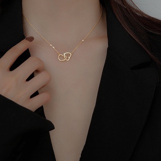 We Flower Chic Hollow Double Love Heart Necklace for Women Girls Korean Fashion Jewelry