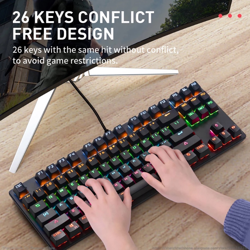 ภาพหน้าปกสินค้าLDD พร้อมส่ง (TH) 87 Keys mini RGB TKL Mechanical Gaming Keyboard คีย์บอร์ดเกมมิ่ง แมคคานิค Blue/Red Switch จากร้าน ldd_3c.shop บน Shopee
