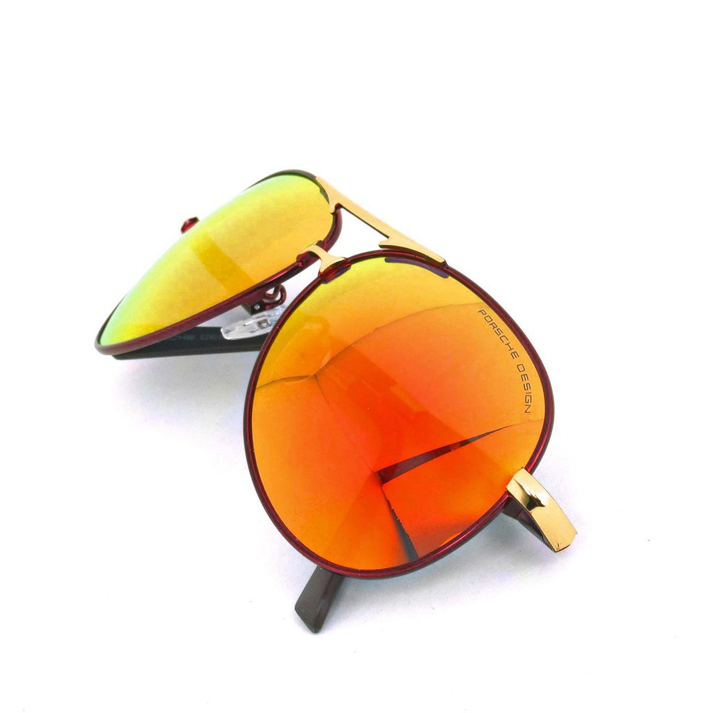 polarized-แว่นกันแดด-แฟชั่น-รุ่น-porsche-uv-8516-c-3-สีแดงเลนส์ปรอทแดง-เลนส์โพลาไรซ์-ขาสปริง-สแตนเลส-สตีล-sunglasses