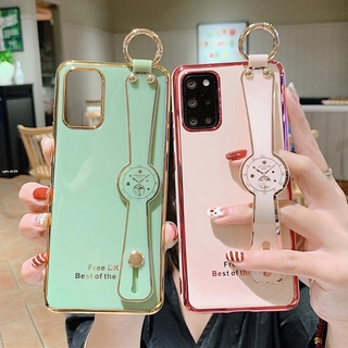 เคส-For OPPO A18 A38 A58 A78 A98 A17K Reno8T A57 A77S Reno 8Z 7Z A76 A96 A95 Reno 6 A54 A74 A94 Reno 6Z A15 A93 Reno 5 Reno 4 A53 A16 A31 A12 A92 A52 A5 A5S A9 2020 Luxury With Wristband | DK