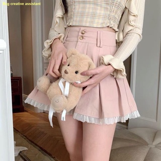 🍒เตรียมจัดส่ง🍒กระโปรงสั้นลูกไม้เอวสูงจีบ 2022 New Style