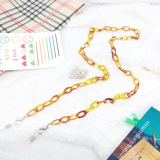 พร้อมส่ง! สายคล้องแว่น สายคล้องแมส โซ่วงรีอะคลิลิคสีน้ำตาล สีไล่เฉดเล็กน้อย