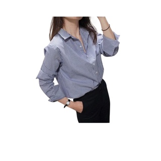 โปรโมชั่น : เสื้อเชิ้ตแขนยาว ลายทาง สำหรับผู้หญิง