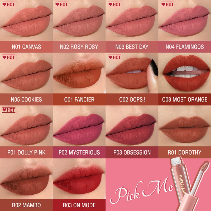 ภาพสินค้าPINKFLASH OhMyKiss ลิปสติก เนื้อลิขวิด สีแมตต์ เม็ดสีแน่น เม็ดสีชัด กันน้ำ 14 สี จากร้าน focallure.th บน Shopee ภาพที่ 5