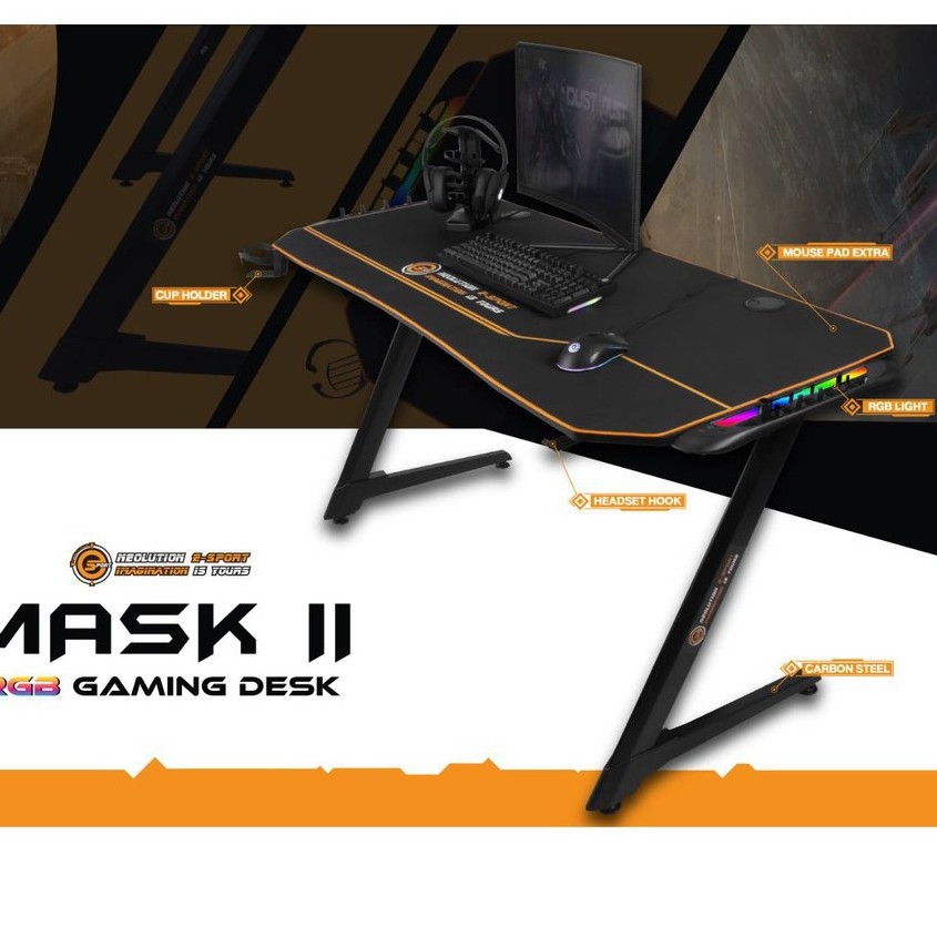 ภาพสินค้าNeolution E-Sport MASK II, MASK AL IMAGINATION Gaming Desk โต๊ะเกมมิ่ง พร้อมไฟ RGB ประกัน 1ปี จากร้าน hpbyiqink บน Shopee ภาพที่ 2
