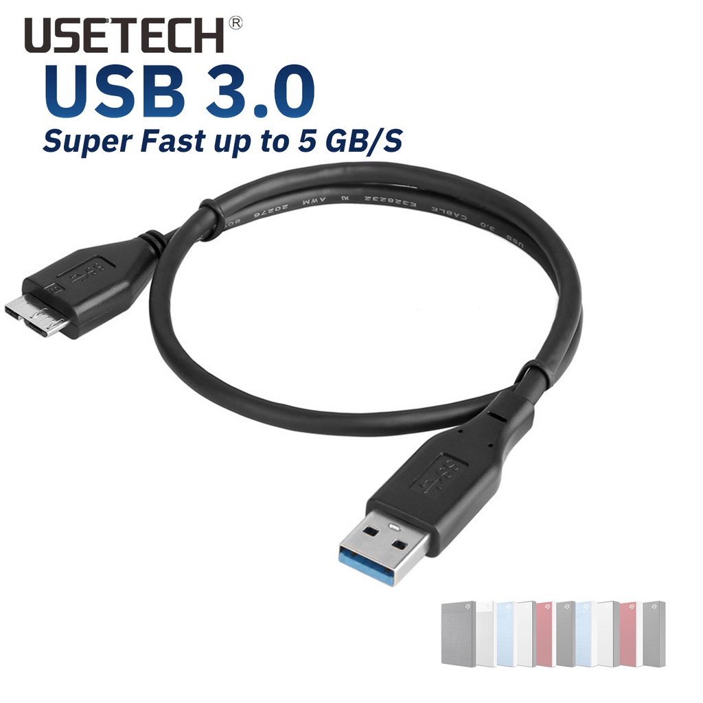 ราคาและรีวิวUSB Micro B สายเคเบิ้ล USB 3.0 ความเร็วสูง 5Gbps สายซิงค์ข้อมูลฮาร์ดดิสก์ภายนอก สายยาว 0.5 เมตร