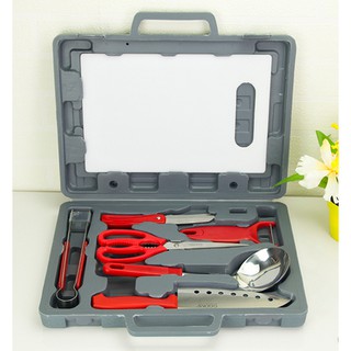 ชุดมีด แคมป์ปิ้งอุปกรณ์ครัวสำหรับแคมป์ มีดทำครัว  camping Kitchen tool set 7pcs มาพร้อมกระเป๋าพกพา 💥💥มีพร้อมส่ง