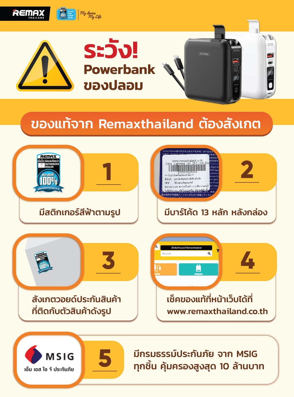 มุมมองเพิ่มเติมของสินค้า Remax Power Bank ความจุ 15,000 mAh (W1501) - แบตสำรอง ชาร์จไว มีสายชาร์จและปลั๊กในตัว