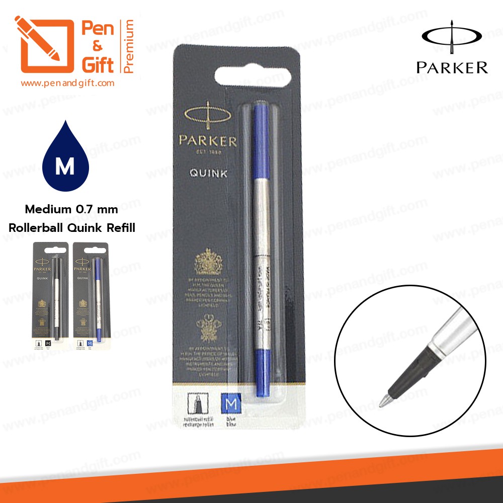 ราคาและรีวิวParker ไส้ปากกาโรลเลอร์บอล ป๊ากเกอร์ หัว M 0.7 มม. หมึกดำ,น้ำเงิน 100 %