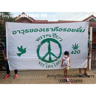 &lt;ส่งฟรี!!&gt; ธง พรรเขียว จรรโลงโลก 420 ใหญ่พิเศษ 180x300 cm. พร้อมส่งร้านคนไทย