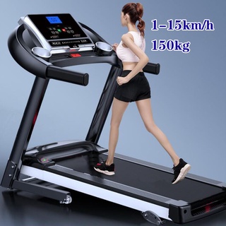 CACIOO ลู่วิ่งไฟฟ้า ลู่วิ่งพับอเนกประสงค์ในครัวเรือน  ลู่วิ่ง treadmills ลู่วิ่งฟิตเนส สายพาน48cm สปริงโช๊คใหญ่ 15km/h