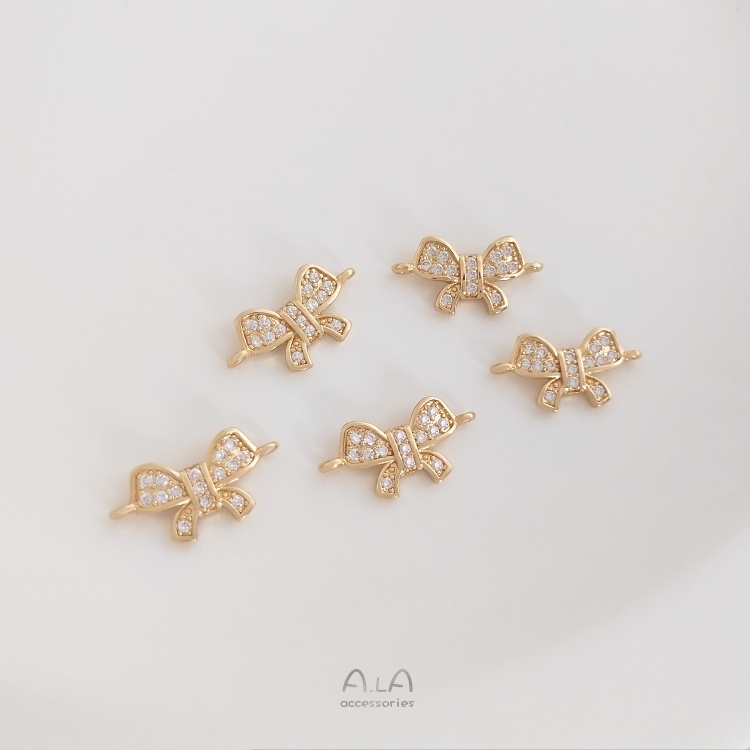 เครื่องประดับdiyขายส่ง-จี้สร้อยคอ-สร้อยข้อมือ-ประดับโบว์-ชุบทอง-14k-ประดับเพทาย-แฮนด์เมด-diy