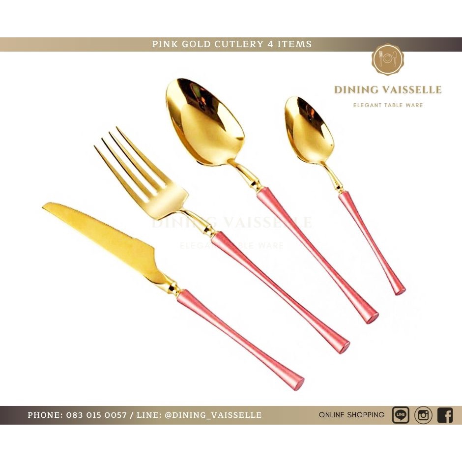 ชุดช้อนส้อมสีชมพู-pink-cutlery-set-ช้อน-ส้อม-มีด-ช้อนขนม-stainless-steel-304-หรูหรา-อุปกรณ์บนโต๊ะอาหาร