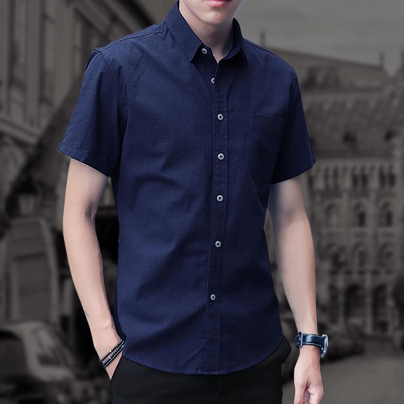 ภาพสินค้าKorean Summer Plain Casual Slim Trend Black Shirt Men จากร้าน heiying0903.th บน Shopee ภาพที่ 4