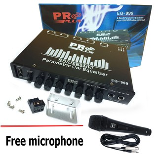 ปรีแอมป์ติดรถยนต์ 4 แบนด์ โปรพลัส EQ-999 รองรับการใช้งาน USB/SDmmc/Double mic input/AUX