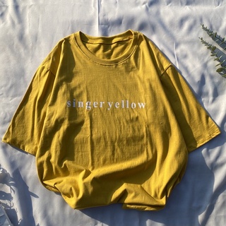 เสื้อโอเวอร์ไซส์ เสื้อยืด ผ้าคอตตอน ลาย Singer yellow สีเหลือง