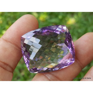 พลอย อเมทิส { Amethyst } 82.85 ct. พลอยดิบธรรมชาติ -ขนาด 26.0 x 31.0 x 15.2 mm. พลอยแท้100%