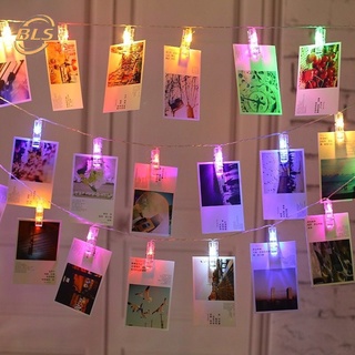 สายไฟ LED 10 20 30 ดวง แบบคลิปหนีบรูปภาพ พร้อมกล่องแบตเตอรี่ รูปเกล็ดหิมะ โรแมนติก สําหรับตกแต่งห้องนอน