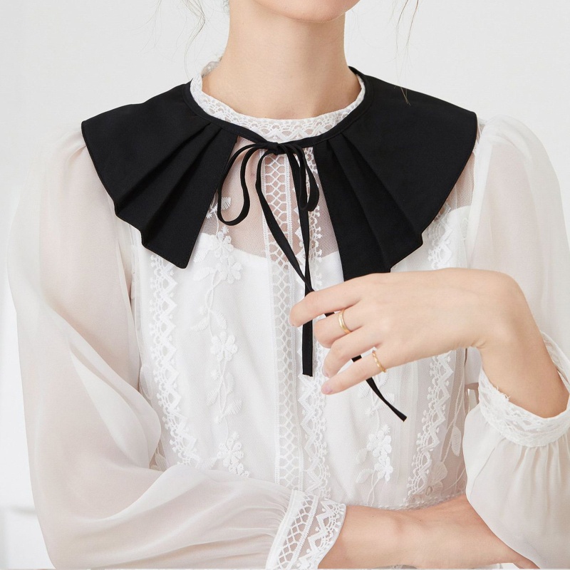esp-ปลอกคอปลอม-แบบผูกเชือก-ถอดออกได้-สําหรับตกแต่งเสื้อกันหนาว