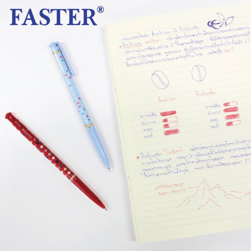 faster-ฟาสเตอร์-ปากกาลูกลื่น-ลายเส้น-0-5-faster-ปากกาน้ำเงิน-ปากกาแดง-รหัส-cx510-1ด้าม