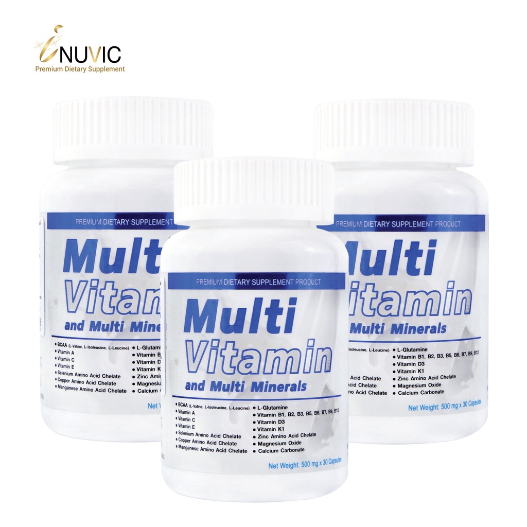 ภาพหน้าปกสินค้าMulti Vitamin and Multi Minerals INUVIC วิตามินรวม และ แร่ธาตุรวม 24 ชนิด x 3 ขวด Inuvic อินูวิค มัลติวิตามิน