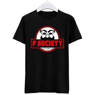 🔥 Fsociety นาย เสื้อยืด พิมพ์ลายโลโก้หุ่นยนต์ สีดํา สําหรับผู้ชายเสื้อยืดอินเทรนด์ 🔥