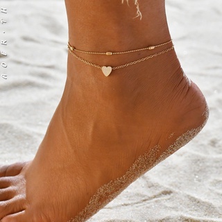 [AOER] สร้อยข้อเท้าโบฮีเมียนหญิงชั้นสร้อยข้อเท้าหัวใจชายหาดกำไลข้อเท้าสำหรับผู้หญิง