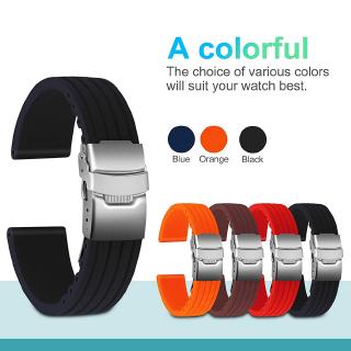 18mm 20mm 22mm 24mm Silicone Watch Band Strap Universal Rubber Sports Wristband Replacement Bracelet（Without connector）