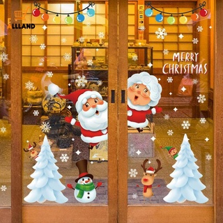 สติกเกอร์ติดผนัง หน้าต่าง ลายคริสต์มาส เกล็ดหิมะ ซานตาคลอส สําหรับตกแต่งบ้าน 1 แผ่น