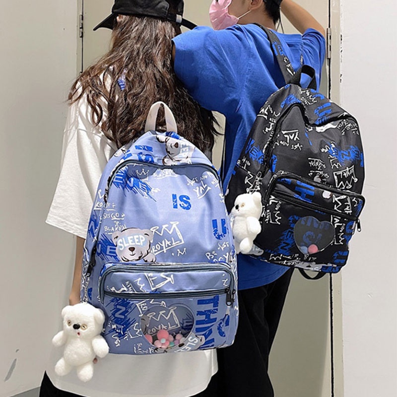 amila-กระเป๋านักเรียนมัธยมต้น-กระเป๋าเป้ความจุขนาดใหญ่-กราฟฟิตี้