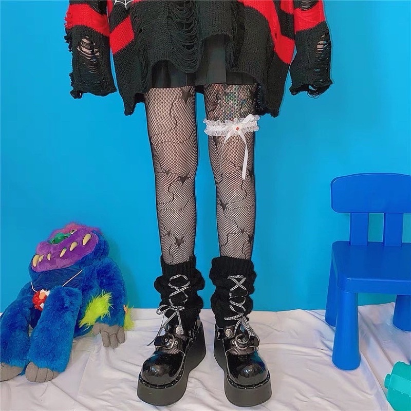 sale-ถุงน่องลายดาว-star-socks-tights-gothic-พร้อมส่ง