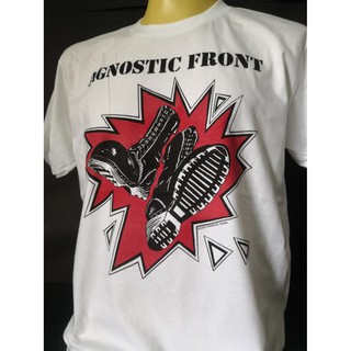 เสื้อยืดเสื้อวงนำเข้า Agnostic Front The Boots Combat American New York Hardcore Punk Rock Skinhead T-Shirt