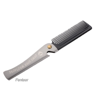[FENTEER] Pocket Stainless Steel Folding Mustache Grooming Comb Hair Styling Brown