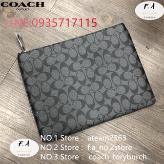 F.A (ของแท้ 100%) COACH 25520 คลัตช์ซิป C-print ผู้ชายใหม่  กระเป๋าเอกสาร  เรียบง่ายและใจกว้าง