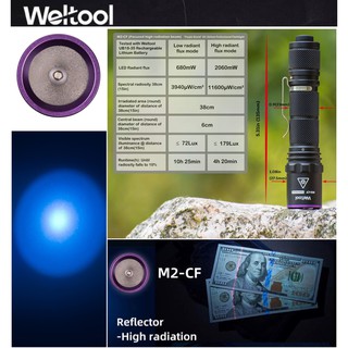 Weltool M2-CF UV 365nm (Focused High Radiation Beam) Flashlight