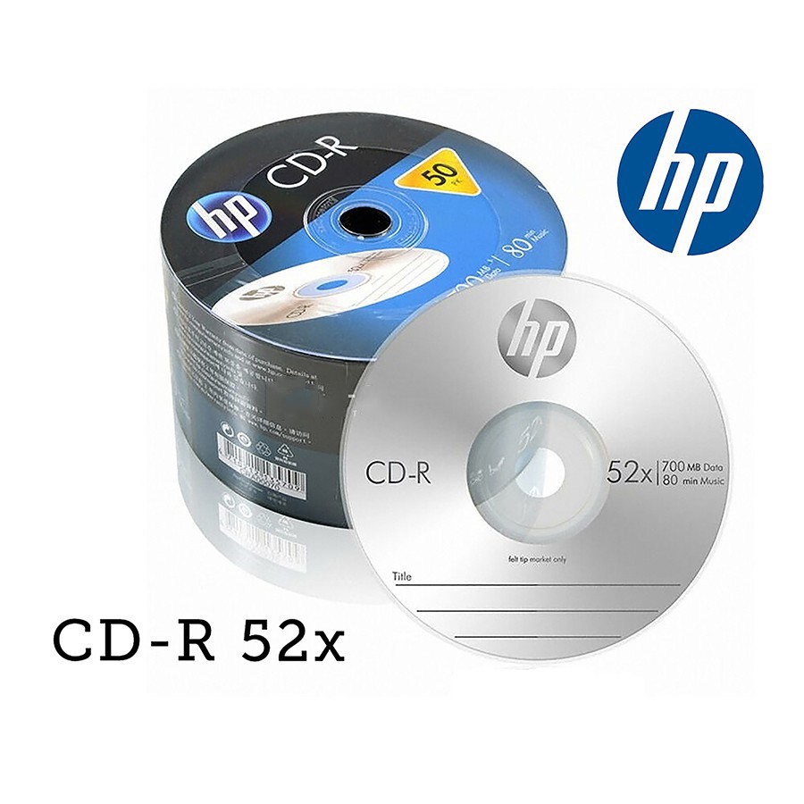 ภาพหน้าปกสินค้าแผ่นซีดี CD-R / CD-R หน้าขาว ยี่ห้อ Hp / Ridata แท้ ความจุ 700MB Pack 50 แผ่น จากร้าน 3pppcom5129 บน Shopee