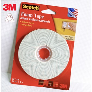 Scotch 3M เทปโฟมกาวสองหน้า ขนาด 21มม. x 5ม.