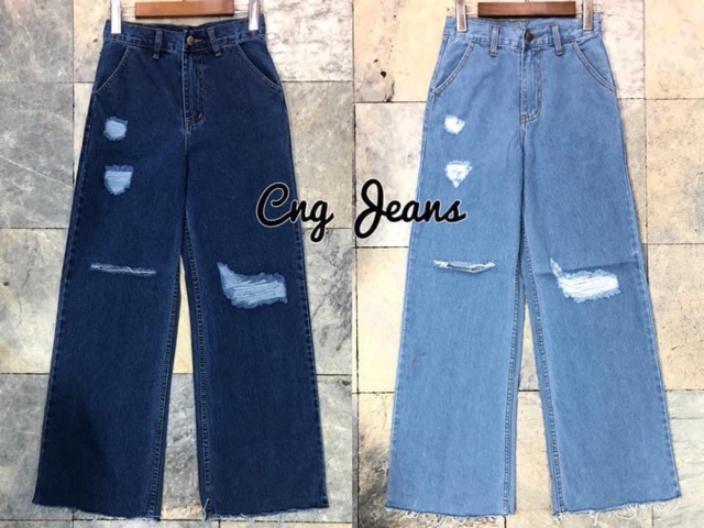 cng-jeans-กระบอกขาบานแต่งขาดตัดปลายขา