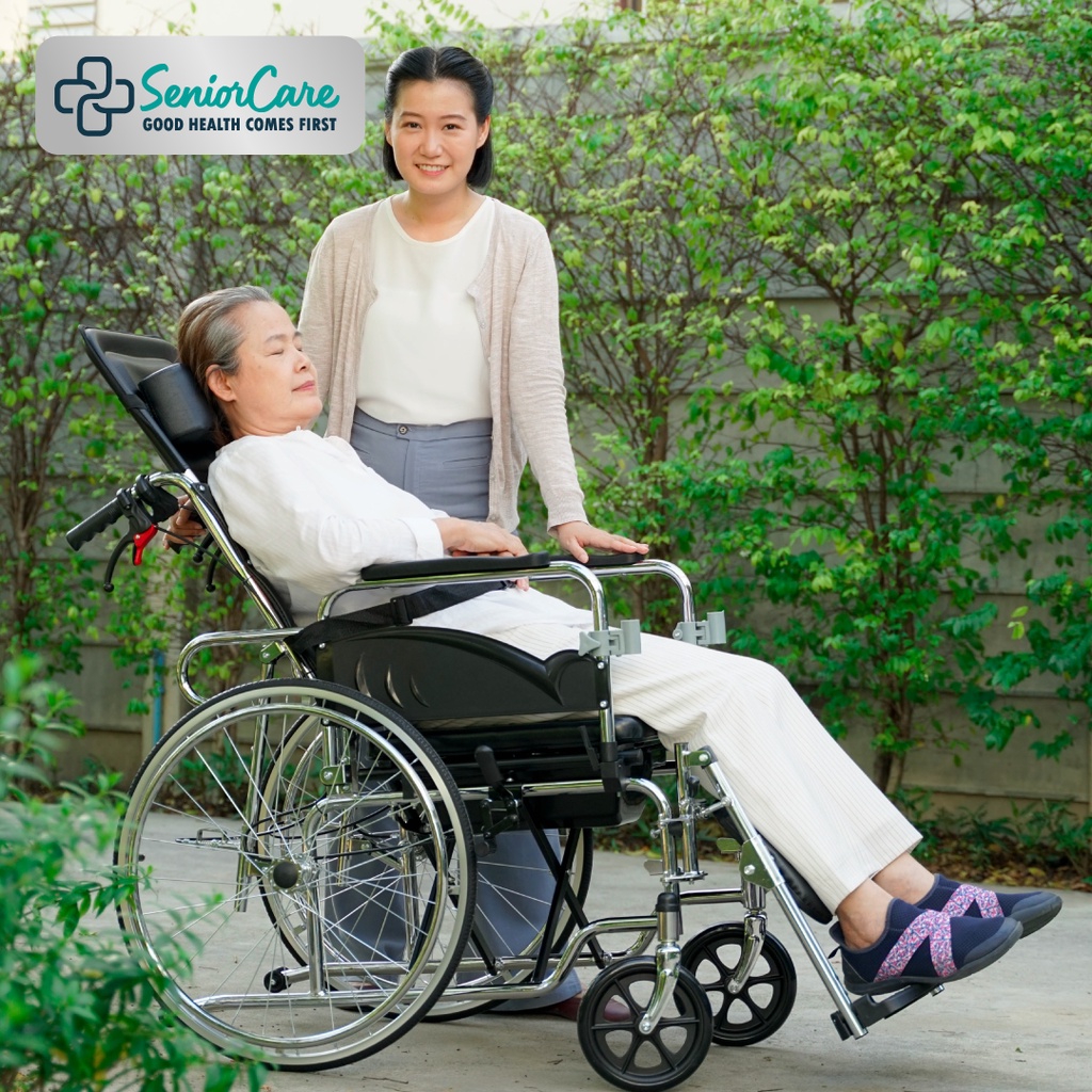 Synergy รุ่น Sleep Up รถเข็นผู้ป่วยปรับนอนได้ 180 องศา มีหมอนรองคอ อเนกประสงค์ ใช้นั่ง นอน หรือนั่งถ่ายได้สะดวก