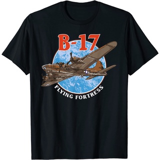 Tshirtคอลูกเรือcrew neckเสื้อยืดลําลอง ผ้าฝ้าย แขนสั้น คอกลม พิมพ์ลาย B-17 Flying Fortress World War 2 แฟชั่นฤดูร้อน สไต