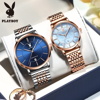 Playboy Famous Brand Watch 2034 (ของแท้+กล่องของแท้) นาฬิกาข้อมือคู่รัก กันน้ํา ของขวัญ สําหรับผู้ชาย และผู้หญิง