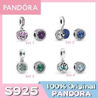 Pandora จี้ใบโคลเวอร์สี่แฉก สีม่วง สีเขียว สีฟ้า สําหรับทําเครื่องประดับ Diy p326