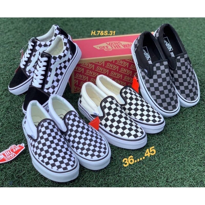 vans-slip-on-ลายสก๊อต-ลายหมากรุก-รองเท้าผ้าใบแบบสวม-งานเทียบแท้