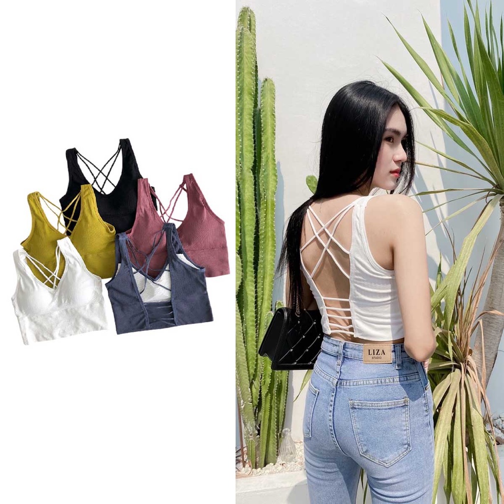 big-store-เสื้อกล้ามครอปบราอกมีฟองน้ำ-ด้านหลังเป็นสายไขว้-5-สี