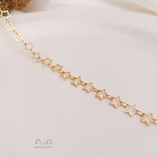 สินค้า 14K bag real gold color preservation 5mm small five-pointed star chain stars scattered chain handmade bracelet necklace diy jewelry material