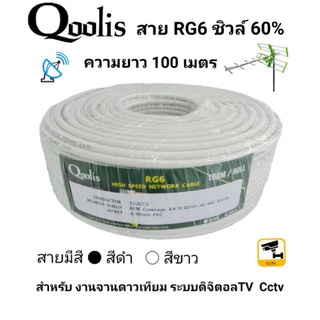 สาย​RG6ชิวล์60%Qoollisยาว100เมตรGlinkสีขาวHisattel